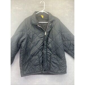 Mens OshKosh Quilted Military Bomber Work Jacket Vintage 70s Sz L Black USA Made